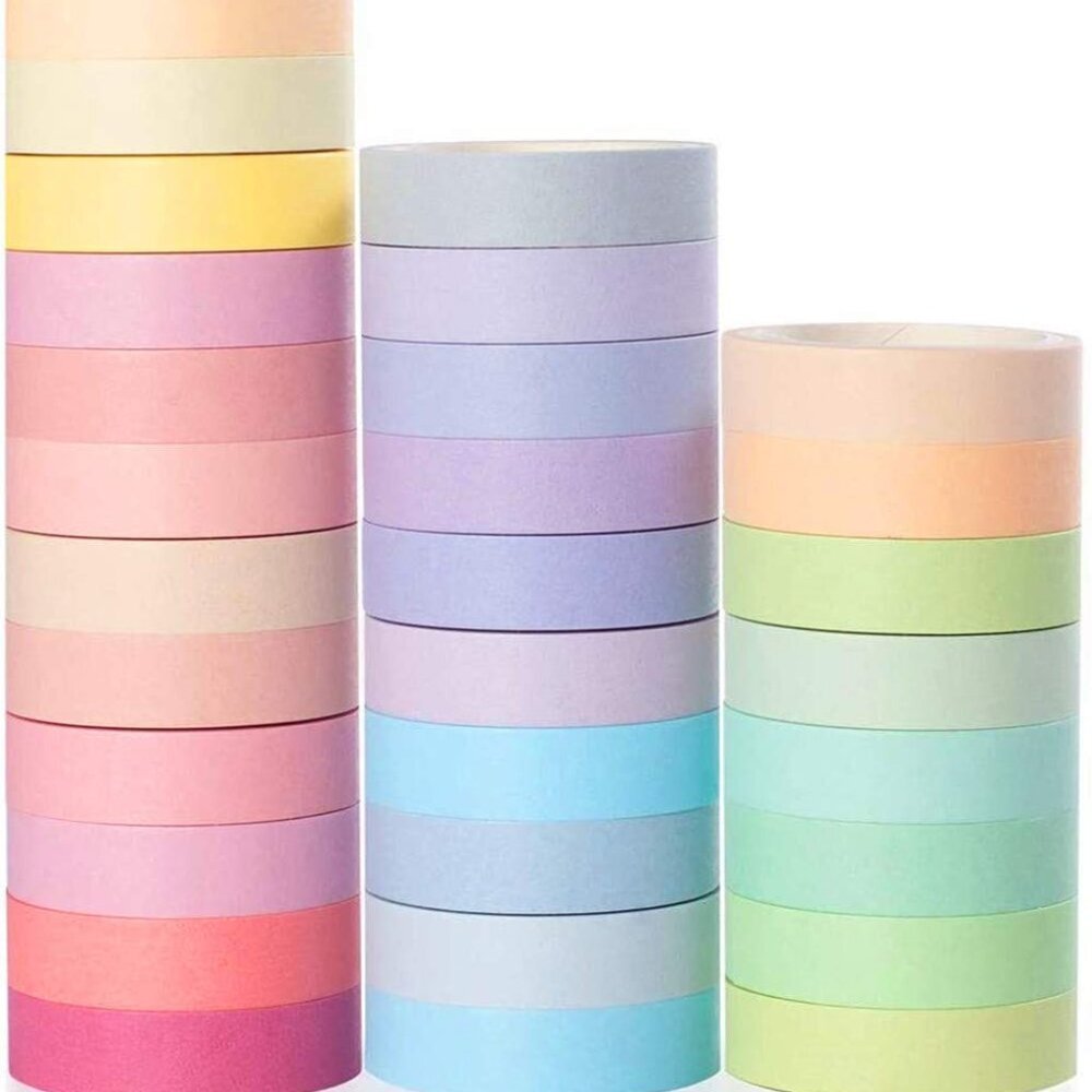 Decorative Masking Tape, 30 Rolls Pastel Masking Tape, 10 mm Wide, Japanese Wash
